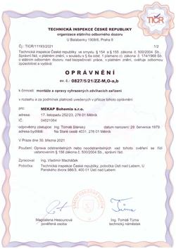 vyhrazen&aacute; zdvihac&iacute; zař&iacute;zen&iacute;